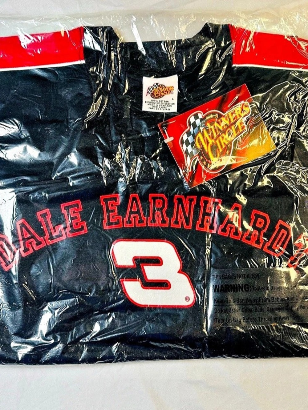 Vtg Winner’s Circle Dale Earnhardt 3 NASCAR Jersey Shirt Sealed Deadstock L